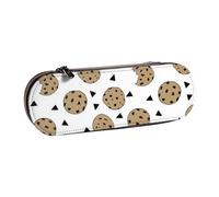 ANABPRMA Trousse à crayons en cuir rigide peinte à la main avec fermeture éclair multi-usage pour papeterie, maquillage ou petits accessoires, Cookies Food Chip Biscuits, Taille unique, Trousse de
