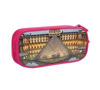 ANABPRMA Trousse à crayons Musée du Louvre à Paris, grande capacité, double couche, avec 2 poches principales zippées, organiseur multifonction pour l'école, le bureau, les voyages, rose, Taille