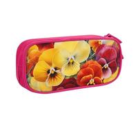 ANABPRMA Trousse à crayons Pansy Perfection - Grande capacité - Double couche - Avec 2 poches principales zippées - Organiseur multifonction pour l'école, le bureau, les voyages, rose, Taille unique,