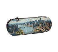 ANABPRMA Trousse à crayons rigide en cuir avec fermeture éclair multi-usage pour papeterie, maquillage ou petits accessoires, Penthouse View Over New York Manhattan, Taille unique, Trousse de beauté