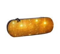 ANABPRMA Trousse à crayons rigide en cuir avec fermeture éclair multi-usage pour papeterie, maquillage ou petits accessoires, Étoiles de Noël jaunes et marron, Taille unique, Trousse de beauté