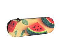 ANABPRMA Trousse à crayons rigide en cuir avec fermeture éclair multi-usage pour papeterie, maquillage ou petits accessoires, Pastèque d'été, Taille unique, Trousse de beauté