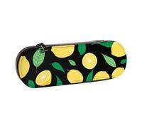 ANABPRMA Trousse à crayons rigide en cuir avec fermeture éclair multi-usage pour papeterie, maquillage ou petits accessoires, Citron., Taille unique, Trousse de beauté