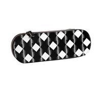 ANABPRMA Trousse à crayons rigide en cuir avec fermeture éclair multi-usage pour papeterie, maquillage ou petits accessoires Bleu doré, Drapeau à carreaux noir et blanc., Taille unique, Trousse de