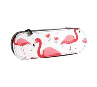 ANABPRMA Trousse à crayons rigide en cuir avec fermeture éclair multi-usage pour papeterie, maquillage ou petits accessoires Bleu doré, Motif flamant rose, Taille unique, Trousse de beauté
