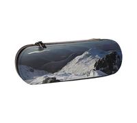 ANABPRMA Trousse à crayons rigide en cuir avec fermeture éclair multi-usage pour papeterie, maquillage ou petits accessoires Violet, Top of the Snow Mountain, Taille unique, Trousse de beauté