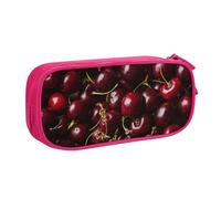ANABPRMA Trousse à crayons rouge cerise de grande capacité, double couche, avec 2 poches principales zippées, organiseur multifonction pour l'école, le bureau, les voyages, rose, Taille unique,