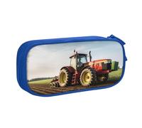 ANABPRMA Trousse à crayons Tractor Farm - Grande capacité - Double couche - Avec 2 poches principales zippées - Organiseur multifonction pour l'école, le bureau, les voyages, bleu, Taille unique,