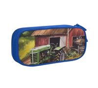 ANABPRMA Trousse à crayons Tractor On The Farm - Grande capacité - Double couche - Avec 2 poches principales zippées - Organiseur multifonction pour l'école, le bureau, les voyages, bleu, Taille