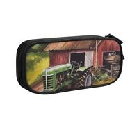 ANABPRMA Trousse à crayons Tractor On The Farm - Grande capacité - Double couche - Avec 2 poches principales zippées - Organiseur multifonction pour l'école, le bureau, les voyages, Noir , Taille