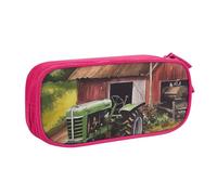 ANABPRMA Trousse à crayons Tractor On The Farm - Grande capacité - Double couche - Avec 2 poches principales zippées - Organiseur multifonction pour l'école, le bureau, les voyages, rose, Taille