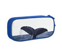 ANABPRMA Trousse à crayons Whale Tail in The Sea - Grande capacité - Double couche - Avec 2 poches principales zippées - Organiseur multifonction pour l'école, le bureau, les voyages, bleu, Taille