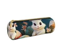 ANABPRMA Trousse cylindrique en cuir avec fermeture éclair et motif tête de mort dans une fleur, Adorable lapin de Pâques, Taille unique, Pochette à monnaie