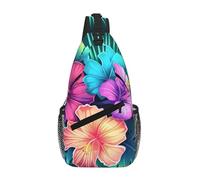 ANABPRMA Twister Polka Dots_1 Sac à bandoulière décontracté pour homme avec plusieurs poches pour voyage et usage quotidien, Tropical Summer Hawaiian Flower Palm Leaves_1, Taille unique