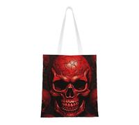 ANABPRMA Whale Tail In The Sea Sac fourre-tout en toile pour le shopping, le travail et l'école | Sac à main léger avec poignées renforcées, Crânes rouges., Taille unique