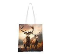 ANABPRMA Whale Tail In The Sea Sac fourre-tout en toile pour le shopping, le travail et l'école | Sac à main léger avec poignées renforcées, Cerf avec bois de cerf, Taille unique