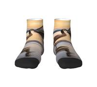 ANABPRMA Wild Goose by the Bridge Chaussettes de sport imprimées 30 cm Chaussettes de sport décontractées extensibles pour un usage quotidien (Taille : 36-45), 1 noir, Taille unique