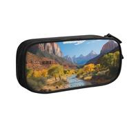 ANABPRMA Zion National Park Trousse à crayons grande capacité double couche avec 2 poches principales zippées Organiseur multifonction pour l'école, le bureau, les voyages, Noir , Taille unique,