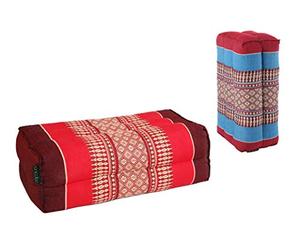 ANADEO YogaProducts Standard - Lot de 2 Coussins de Yoga et Méditation Standard Zafu -Bourgogne Bleu/Rouge Bourgogne - Kapok Haute Densité 100% Naturel - Confort et Fermeté - Stabilité d'Assise