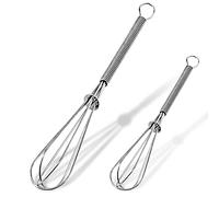 Anaeat Lot de 2 fouets portables en acier inoxydable et fouet avec fil épais - Petit ballon mélangeur robuste pour cuisiner, mélanger, battre et remuer (13 cm + 18 cm)