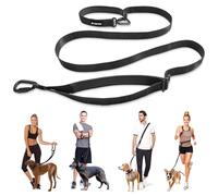 ANAFNI Laisse tactique robuste pour chiens de taille moyenne et grande taille, design mains libres 6 en 1 pour l'entraînement, laisse portée à la taille de 1,2 à 2,5 m pour la promenade (onyx noir)