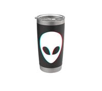 Anaglyph Alien Face Rouge Cyan OVNI Extraterrestre Gobelet isotherme en acier inoxydable double paroi