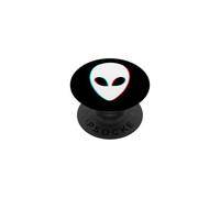 Anaglyph Alien Face Rouge Cyan OVNI Extraterrestre PopSockets PopGrip Adhésif