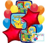 Anagram Lot de 14 ballons d'anniversaire multicolores en feuille Mylar de qualité supérieure et design accrocheur, parfaits pour les fêtes d'enfants Pikachu et les divertissements parfaits pour les
