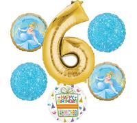 Anagram Lot de 6 décorations de bouquet de ballons pour 6e anniversaire Motif princesse Cendrillon