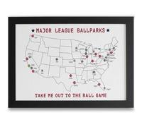 AnairsMo Suivi de carte du stade de baseball, comprend 30 autocollants gonflés illustrés Ballparks de la Ligue majeure, carte visitée Ballparks, décoration murale cadeau pour couples, hommes, garçons