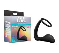 Anal Adventures Platinum - gode anal avec anneau pénien - silicone noir