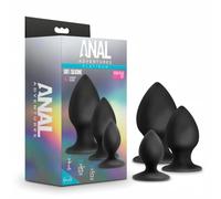 Anal Adventures Platinum Stout - kit plug anal - 3 pièces (noir)