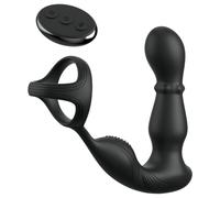 Anal Fantasy Ass-Gasm - Anneau pénien avec vibromasseur anal à tête rotative (noir)