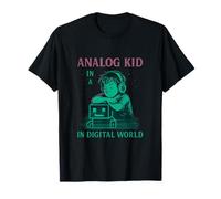 Analog Kid in a Digital World Neon Vaporwave Design T-Shirt