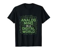 Analog Mind Digital World Circuit Humour Tech Graphic T-Shirt