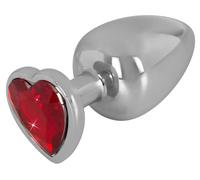 You2Toys - Diamond - Plug anal en aluminium de 85g (argent-rouge)