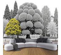 ANALTIRCE 3D Papier Peint Abstraction Rue Plantes Panoramique intissé, 400×280 cm Simple Unique Arbre Grande Mural, pour Salon, Chambre d'enfant, Chambre Décoration Gris Poster Papier Peint