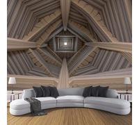 ANALTIRCE 3D Papier Peint Moderne Architecture Géométrique Panoramique intissé, 400×280cm Cadre Cheminée Grande Mural, pour Salon, Chambre d'enfant, Chambre Décoration Brun Poster Papier Peint