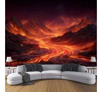 ANALTIRCE 3D Papier Peint Résumé Montagnes Panoramique intissé, 350× 256cm Rivière Lave Grande Mural, pour Salon, Chambre d'enfant, Chambre Décoration Rouge Poster Papier Peint
