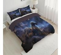 ANALTIRCE Couette 140x200cm, Couette Couverture Super Douce pour 4 Saisons en Microfibre avec 1 Taies d'oreiller, Univers Lumière des Étoiles Nébuleuse Spatiale Edredon pour lit 1 Personnes
