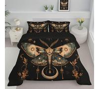 ANALTIRCE Couette 140x200cm - Édredon Imprimée Papillon Nuit Bohême Réversible, Gothique Couette sans Housse pour 4 Saisons, Gris Foncé Édredon Douce Et 1 Taies d'oreiller 65X65 Cm