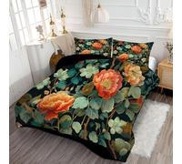 ANALTIRCE Couette 140x200cm Motifs Fleurs Pivoine, Couette Imprimée Country Rétro Floral Duvet 1 Personne, Edredon sans Housse Lavable 4 Saisons avec 1 Taies D’Oreiller 65x65cm
