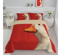 ANALTIRCE Couette 140x200cm Simple Canard Couettes pour 1 Personnes, Édredon 200Gsm pour 4 Saisons, Animaux Illustration Couette Imprimée en Microfibre avec 1 Taie d'oreiller 65X65Cm