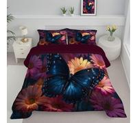 ANALTIRCE Couette 140x200cm Violet Couette 4 Saisons en Microfibre 1 Personne avec Motif Fleurs Gerbera Imprimée Nature Fleurs Couettes sans Housse, Lavable Machine et 1 Taie d'oreiller