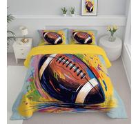 ANALTIRCE Couette 200x200cm Motifs Football Américain, Couette Imprimée Sports Graffiti Duvet 2 Personne, Edredon sans Housse Lavable 4 Saisons avec 2 Taies D’Oreiller 65x65cm