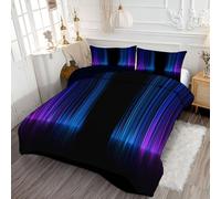 ANALTIRCE Couette 200x200cm Motifs Néons, Couette Imprimée Dégradé Rayures Duvet 2 Personne, Edredon sans Housse Lavable 4 Saisons avec 2 Taies D’Oreiller 65x65cm