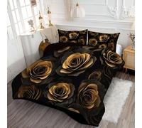 ANALTIRCE Couette 200x200cm Motifs Pétales Rose, Couette Imprimée Romantique Floral Duvet 2 Personne, Edredon sans Housse Lavable 4 Saisons avec 2 Taies D’Oreiller 65x65cm