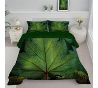 ANALTIRCE Couette Légère Automne 200x200cm, Couette Imprimée Nervures des Feuilles Forêt, Edredon 2 Personnes Réversible avec 2 Taies d'oreiller, Frais Végétal Lavable en Machine Edredon