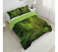 ANALTIRCE Couette Légère Automne 240x220cm, Couette Imprimée Nervures des Feuilles Texture, Edredon 2 Personnes Réversible avec 2 Taies d'oreiller, Nature Plantes Lavable en Machine Edredon