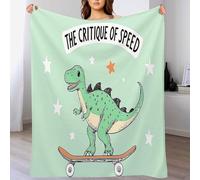 ANALTIRCE Couverture de lit Mignon Dinosaure, Flanelle Chaude et Vert Menthe, Jeté de lit imprimé Simple Animal pour Salon, Chambre à Coucher, canapé, Salon, dortoir, Enfants, garçons